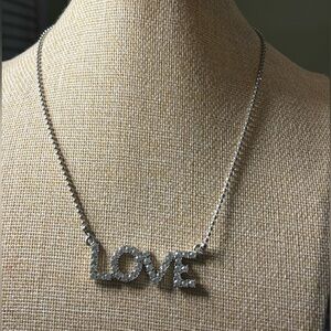 Sparkling Silver 'LOVE' Pendant Necklace